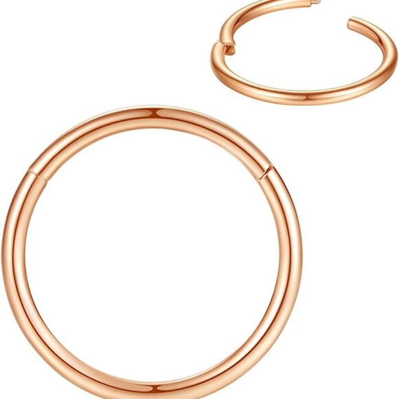 Multi-Gauge Surgical Steel Nose Rings - Smooth Clicker for Cartilage & Tragus - Picture 1 of 6